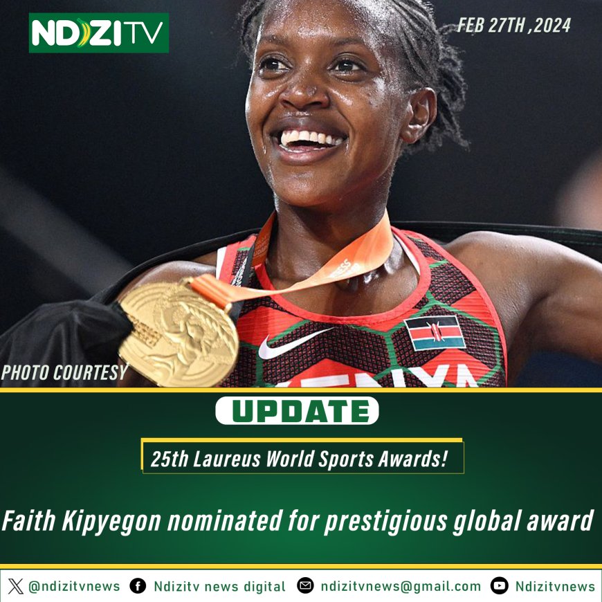 Faith Kipyegon, the current 1,500-meter record holder and Olympic champion from Kenya has been nominated for Sportswoman of the Year at the 25th Laureus World Sports Awards.