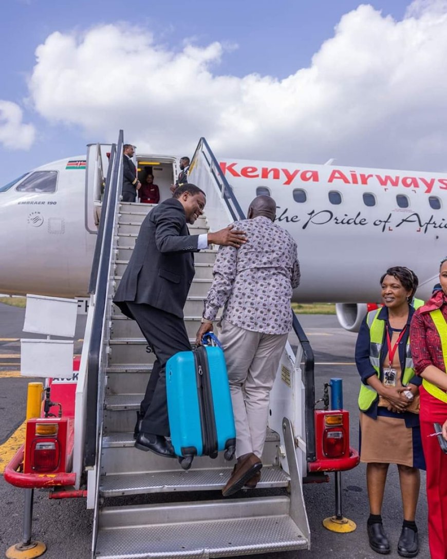 Deputy President Gachagua, boards a commercial flight carrying his own bag